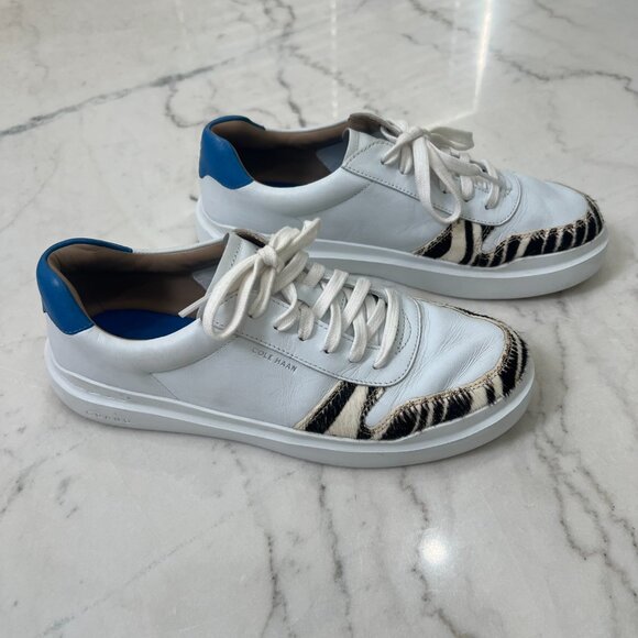 $190 Cole Haan GrandSeries Leather Sneakers White Zebra Haircalf Women’s 10B - Picture 4 of 9